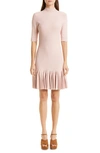 Ted Baker Canddy Pleat Hem Full Milano Sweater Dress In Dusky Pink