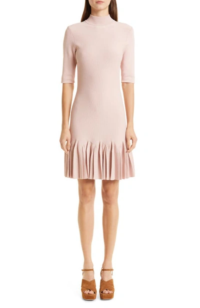 Ted Baker Canddy Pleat Hem Full Milano Sweater Dress In Dusky Pink
