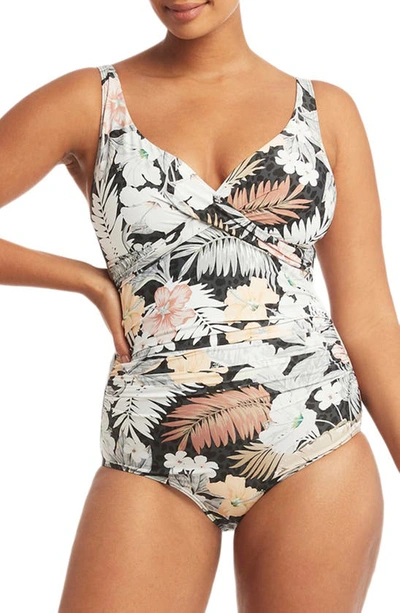Sea Level Calypso Cross Front Multifit One-piece Swimsuit In Charcoal