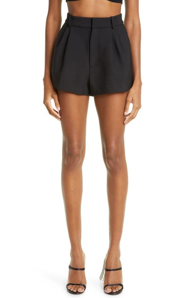 Area Nameplate Pleated High Waist Shorts In Black