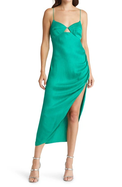 Saylor Ashlee Cut-out Satin Midi Dress In Green