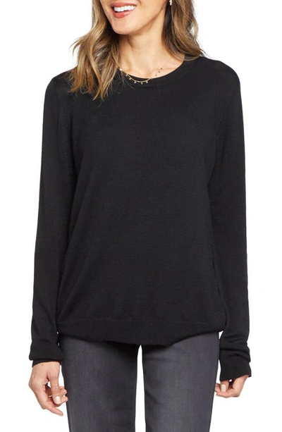 Nydj Floral Wool Crewneck Sweater In Black