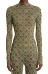 Marine Serre Moonogram Flocked Mesh Top In Green