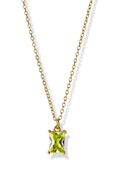 Argento Vivo Sterling Silver Birthstone Pendant Necklace In August/ Peridot
