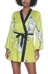 Felina Adrienne Print Short Satin Robe In Tiger