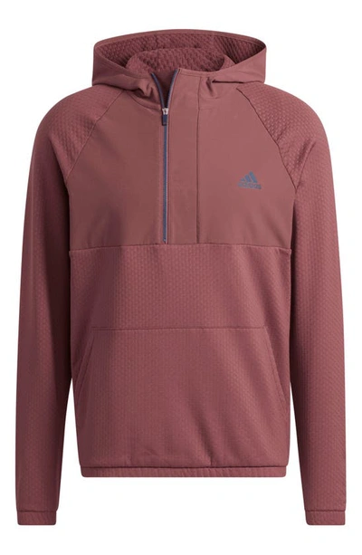 Adidas Golf Stretch Fleece Anorak In Quiet Crimson