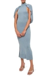 Simkhai Nancy Cape-effect Recycled Cashmere Midi Dress In Puddle