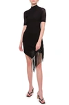 JONATHAN SIMKHAI ORLA ASYMMETRIC POINTELLE SHORT SLEEVE SWEATER DRESS