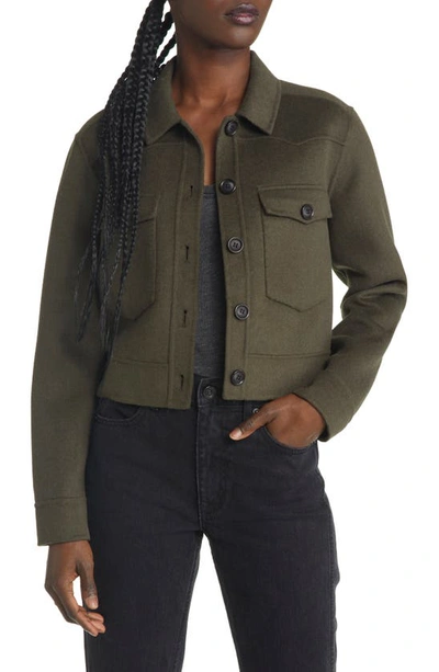 Rails Easton Cropped Wool-blend Jacket In Olive