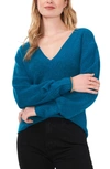 1.state Women's Long Sleeve Pull On V-neck Sweater In Teal