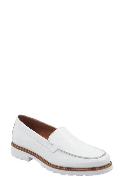 Andre Assous Andrea Assous Women's Philipa Almond Toe Embossed Water Resistant Loafers In White