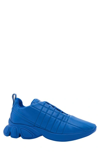 Burberry Quilted Classic Leather Sneakers In Deep Marine Blue