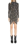 Isabel Marant Tosca Ruched Paisley-print Silk Crepe De Chine Mini Dress In Black