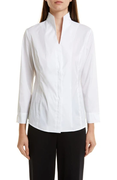 MISOOK SPLIT NECK POPLIN BLOUSE