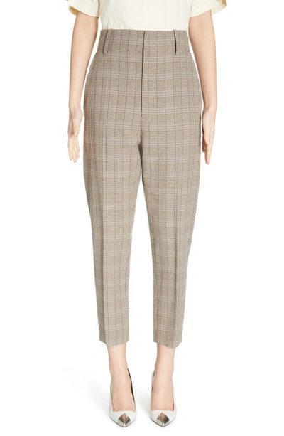 Isabel Marant Lagao Plaid Cotton Blend Ankle Trousers In Beige/ Blue