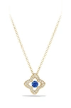 David Yurman Venetian Quatrefoil Necklace With Diamonds In Blue Sapphire