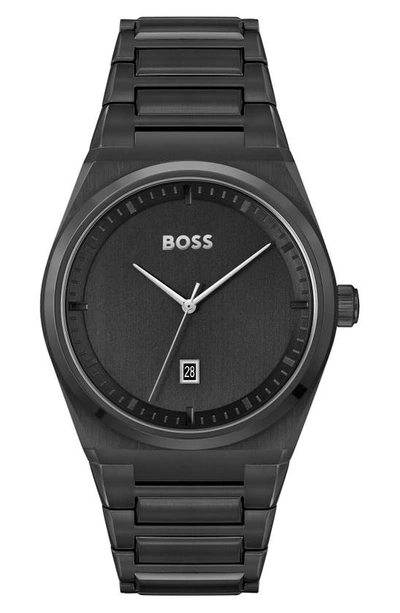 Hugo Boss Men's Steer Ionic Plated Black Steel Bracelet Watch, 42mm