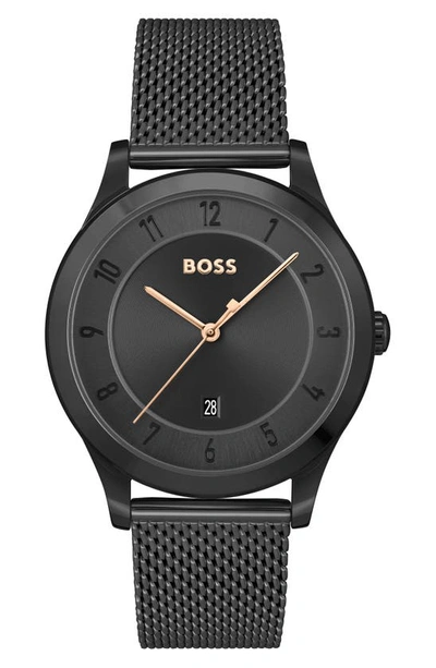 Hugo Boss Boss Men's Purity Ionic Plated Black Steel Bracelet Watch, 41mm