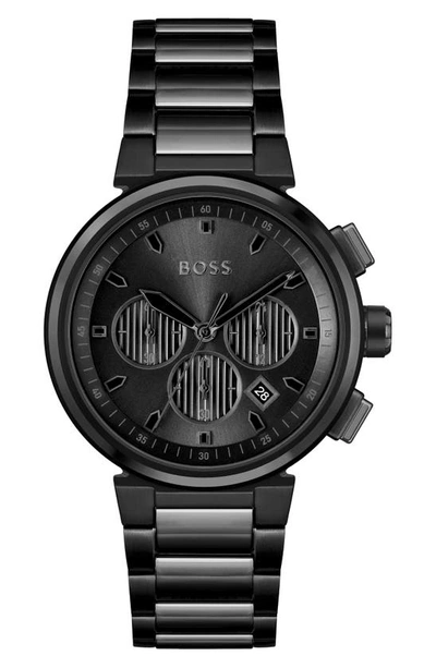 Hugo Boss One Stainless Steel Chronograph Watch In Black |  
