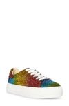 Betsey Johnson Sidny Crystal Pavé Platform Sneaker In Rainbow