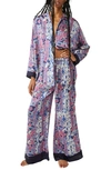 Free People Dreamy Days Mixed Print Pajamas In Royal Combo