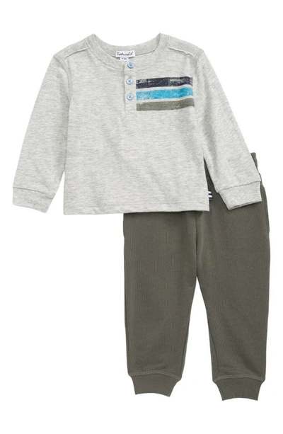 Splendid Babies' Track Star Long Sleeve Top & Pants In Olive