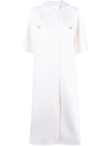 Valentino V Logo-plaque Hooded Coat In Neutrals