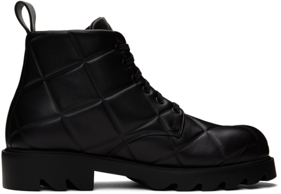 Bottega Veneta Black Strut Grid Boots In 1000 Black