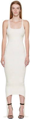 BALMAIN OFF-WHITE RIBBED MIDI DRESS