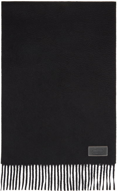 Agnona Black Zibellinato Cashmere Scarf In K09 Black