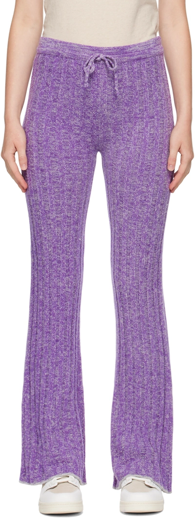 Acne Studios Purple Rib Lounge Pants In Purple,grey