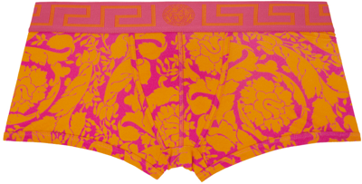 Versace Orange Barocco Boxers In 5r310 Magenta+tanger