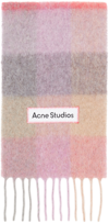 Acne Studios Multi Check Alpaca-blend Scarf In Fuschia