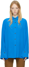Quira Split Back Shirt With Unique Collar And Buttoned Cuffs In Malibu