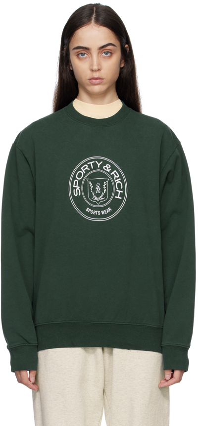 Sporty And Rich Monaco Crewneck Sweatshirt In Green