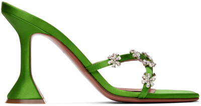 Amina Muaddi Green Lily Heeled Sandals In Light Jungle