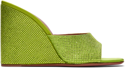 Amina Muaddi Women's Lupita Crystal-embellished Satin Wedge Sandals In Green