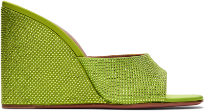 AMINA MUADDI GREEN LUPITA WEDGE SANDALS