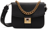 Maison Margiela Two-tone Leather And Cotton New Lock Square Handbag In Black