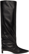 Jil Sander Textured-leather Point-toe Knee Boots In 001 Black