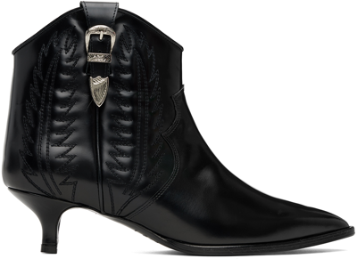 Toga Polished Western Ankle Boots In Aj1163 Black