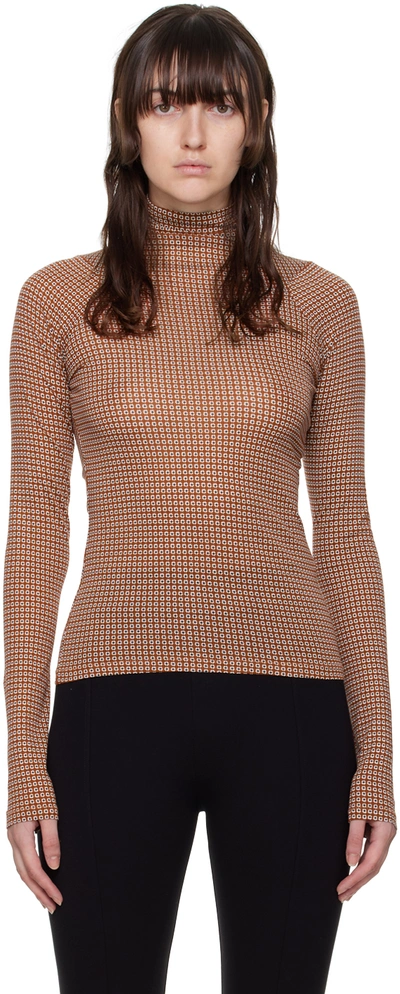 Rag & Bone Shaw Geo Print Paneled Turtleneck Top In Brown Multi