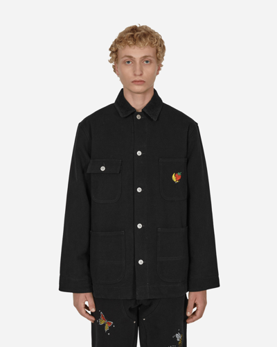 Sky High Farm Canvas Embroidered Workwear Chore Coat In Black