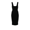 Wardrobe.nyc Textured Ribbed Knit Midi Dress With Square In Black