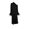 16arlington Black Adelaide Feather Trim Midi Dress In Black