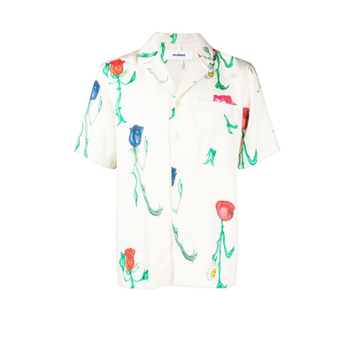 Soulland Orson Floral-print Short-sleeve Shirt In Neutrals