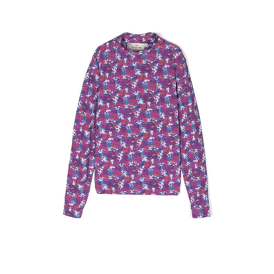 Les Coyotes De Paris Kids Purple Laiza Floral Long Sleeve T-shirt