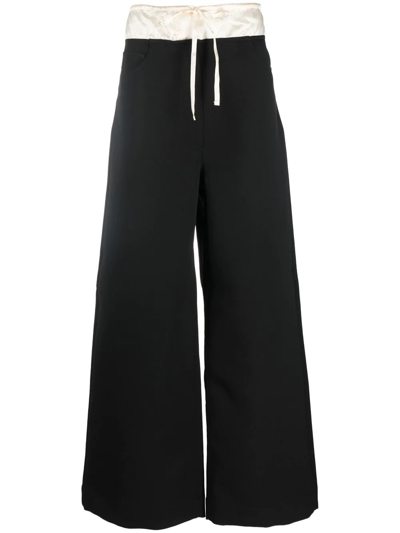 Acne Studios Wide-leg Drawstring Trousers In Black ModeSens