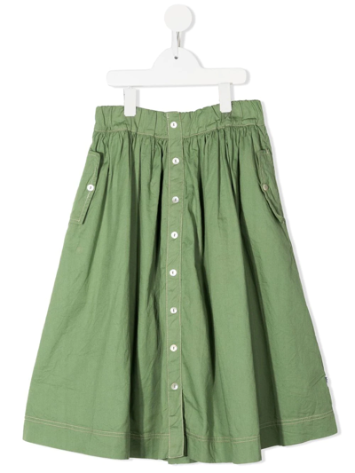 Molo Kids' Front Button Fastening Skirt In Green