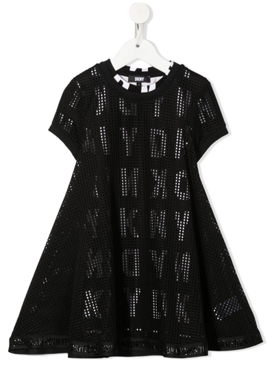 Dkny Kids' Logo-mania Reversible Dress In Black